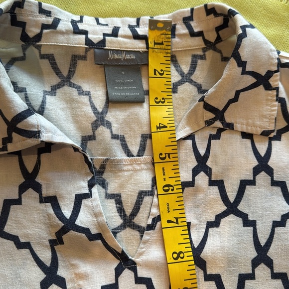 🩷 NEIMAN MARCUS; Classy & Upscale Geometric Black/White 100% LINEN Tunic; Sz. S! - Picture 9 of 10